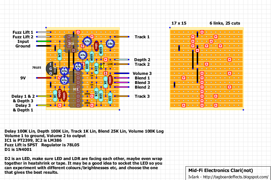 Guitar FX Layouts: Mid-Fi Electronics Clari(not)